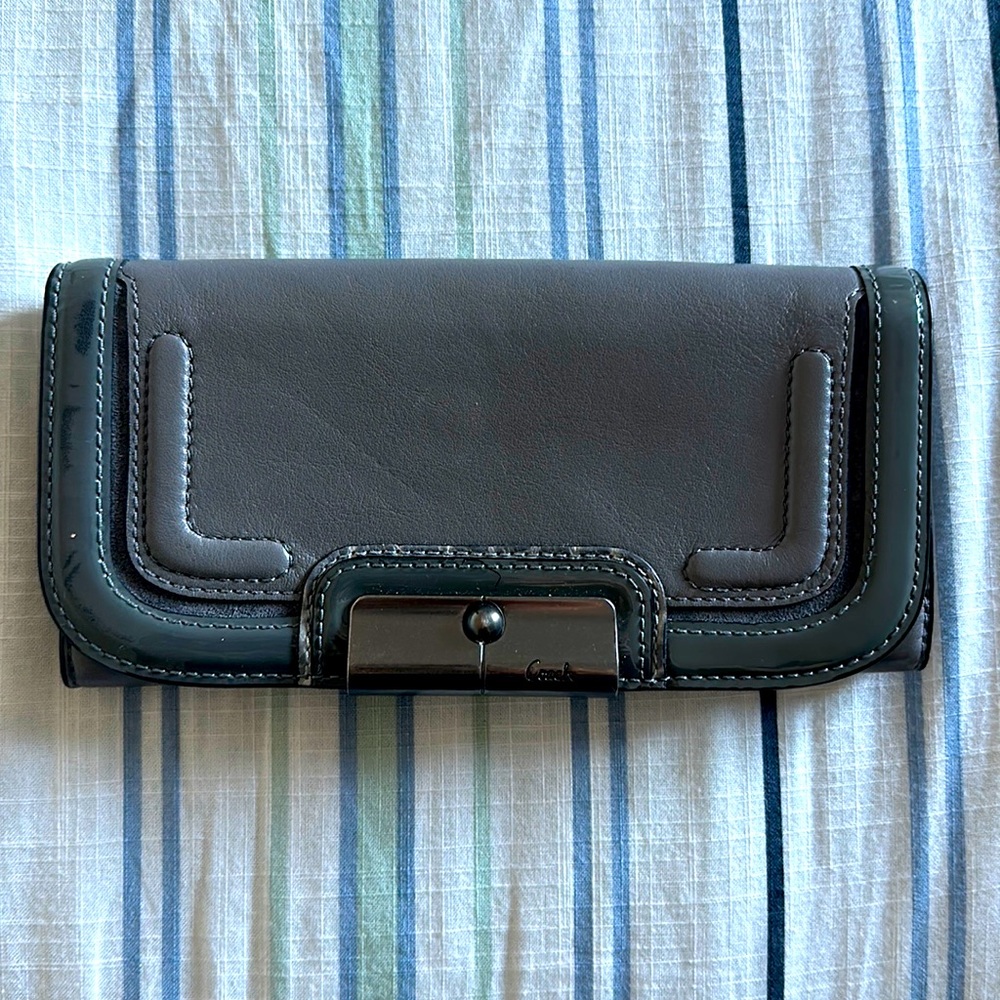 Coach Wallet Grey Leather